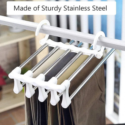 Premium Stainless Steel Multilayer Clothes Hanger 5 Tier-Closet Organizer