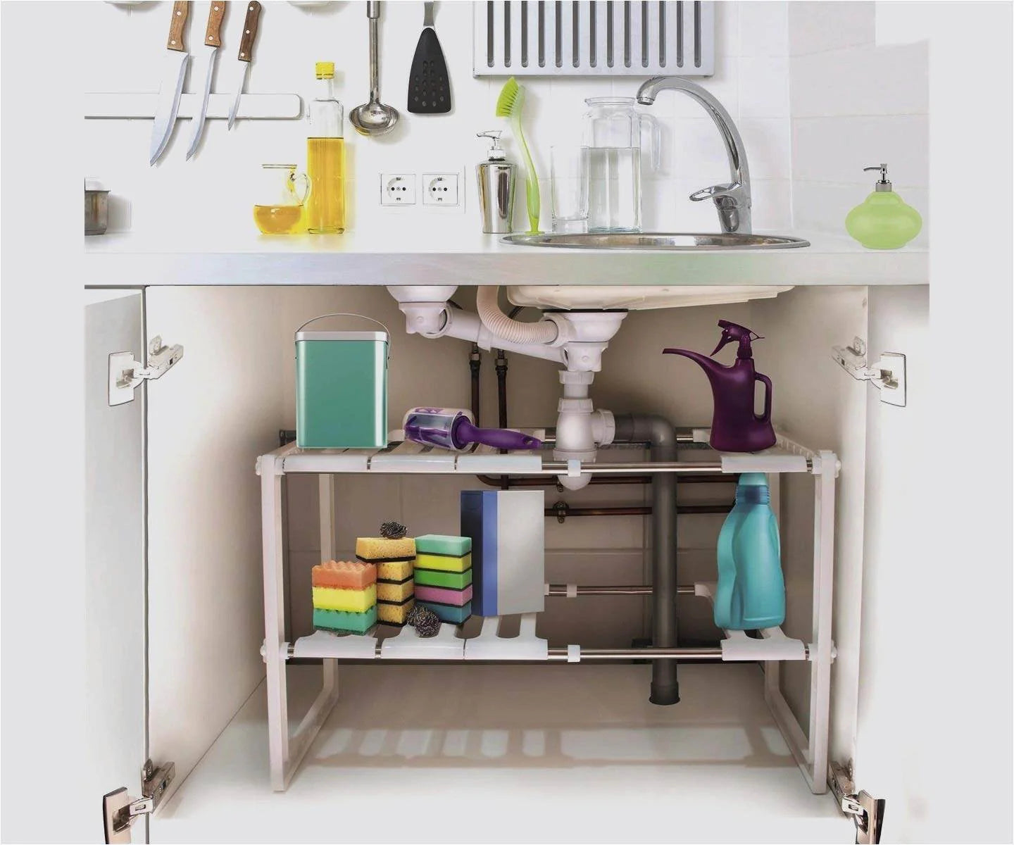 Stainless Steel Storage Organizer Adjustable Kitchen Rack Holder
