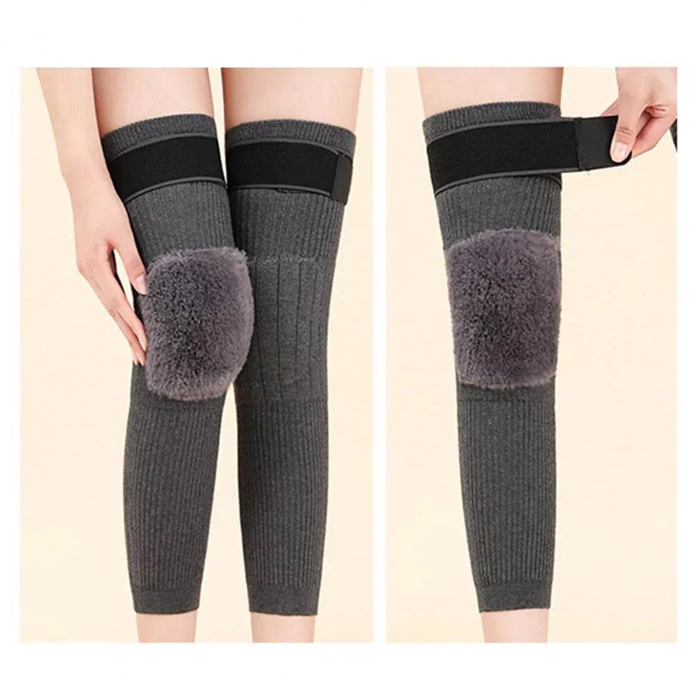 2 Piece UltraSoft Thermal Leg Warmers - Fleece Padded Knee Support for Winter