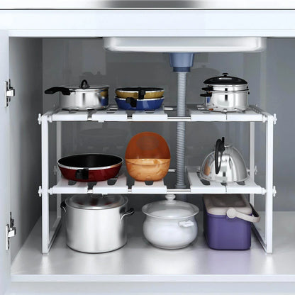 Stainless Steel Storage Organizer Adjustable Kitchen Rack Holder