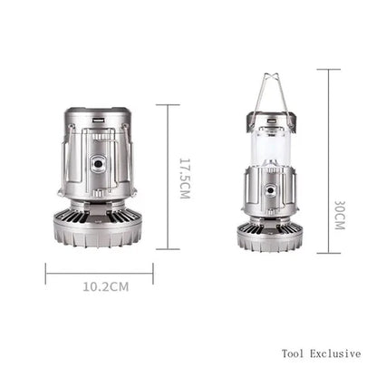 3 IN 1 PORTABLE SOLAR LATERN + FAN + POWER BANK