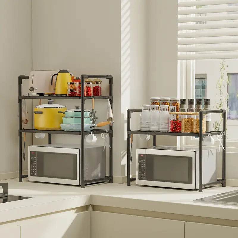Kitchen Countertop Storage Rack | Heavy-Duty Adjustable Microwave Organizer Stand