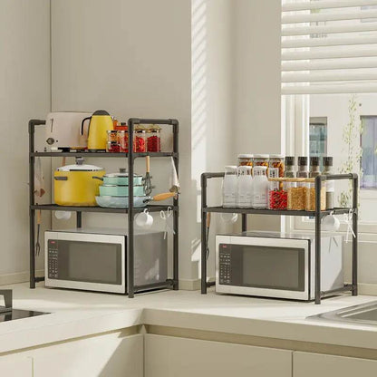 Kitchen Countertop Storage Rack | Heavy-Duty Adjustable Microwave Organizer Stand