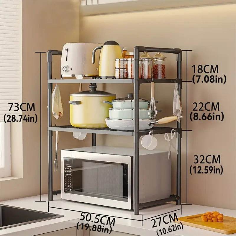 Kitchen Countertop Storage Rack | Heavy-Duty Adjustable Microwave Organizer Stand