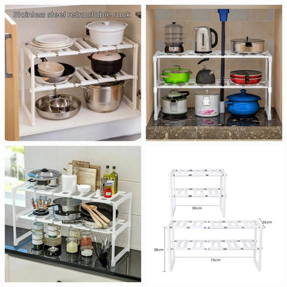 Stainless Steel Storage Organizer Adjustable Kitchen Rack Holder