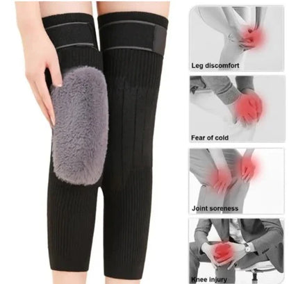 2 Piece UltraSoft Thermal Leg Warmers - Fleece Padded Knee Support for Winter