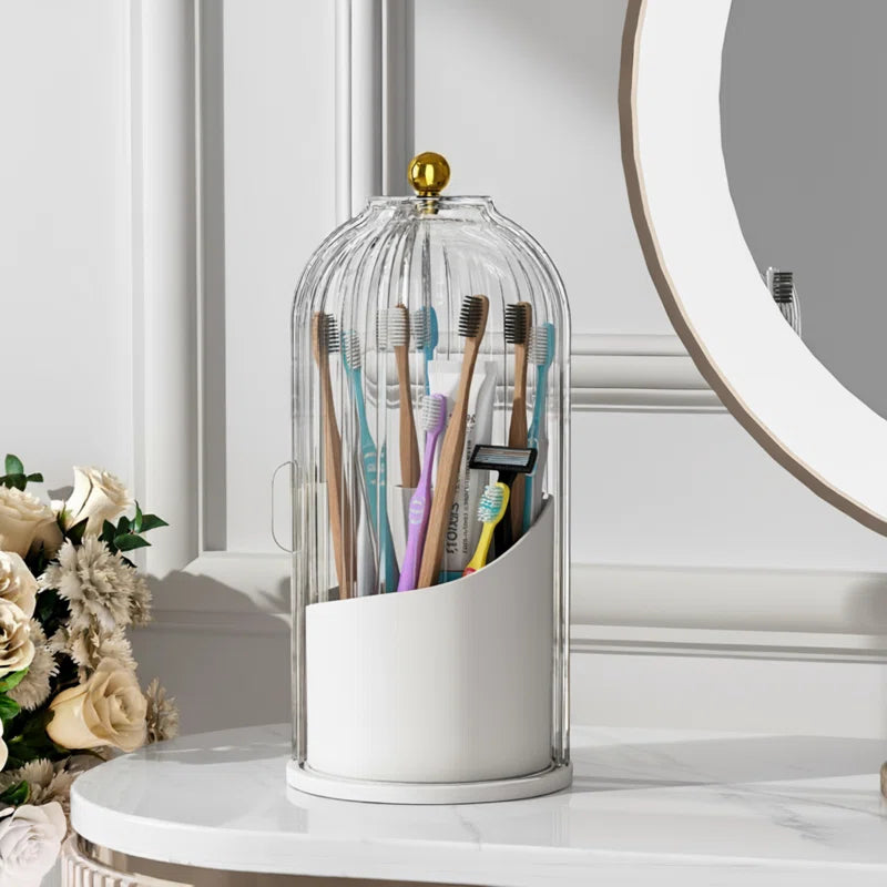 Dust-Proof 360° Luxury Rotating brush Holder | 3-Slot Bathroom Organizer (Premium Quality)