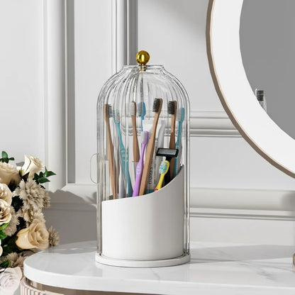 Dust-Proof 360° Luxury Rotating brush Holder | 3-Slot Bathroom Organizer (Premium Quality)