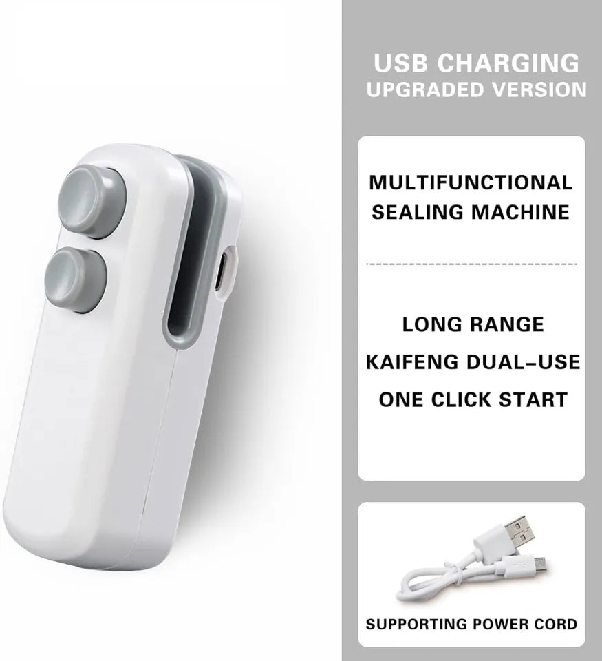 Portable Electric Mini Sealing Machine 2 in 1 USB Rechargeable Magnetic Bag Sealer Heat Seal with Cutter