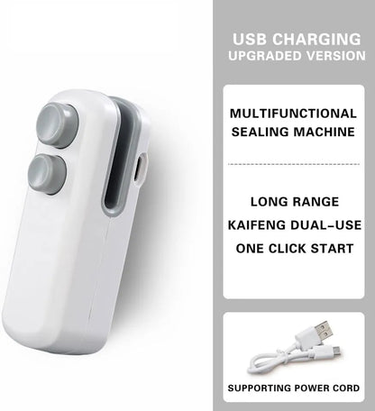 Portable Electric Mini Sealing Machine 2 in 1 USB Rechargeable Magnetic Bag Sealer Heat Seal with Cutter