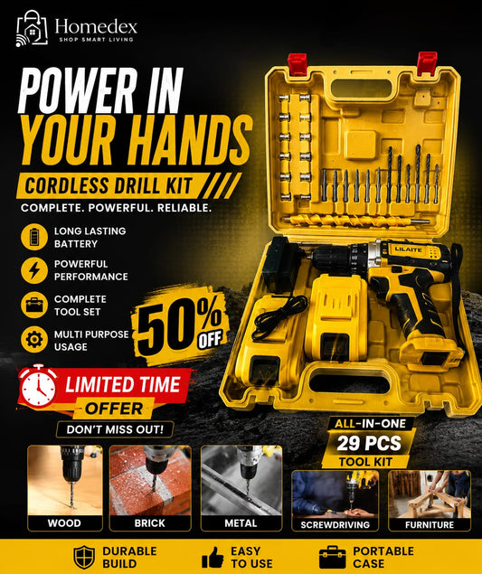 🔧 LILAITE Cordless Drill Machine & Screwdriver (Double Battery)— Complete Kit