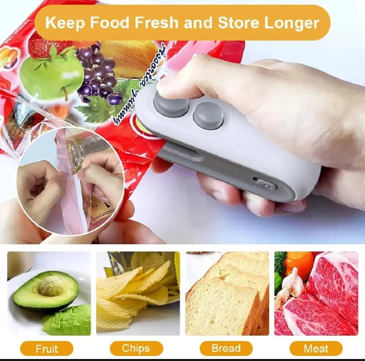 Portable Electric Mini Sealing Machine 2 in 1 USB Rechargeable Magnetic Bag Sealer Heat Seal with Cutter