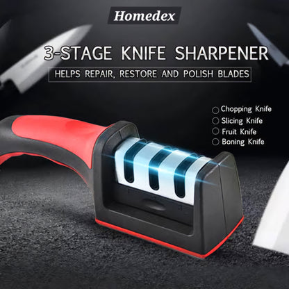 3-Stage Knife Sharpener – Repair, Sharpen & Polish