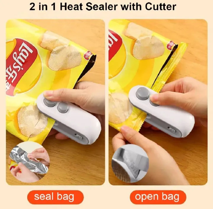 Portable Electric Mini Sealing Machine 2 in 1 USB Rechargeable Magnetic Bag Sealer Heat Seal with Cutter