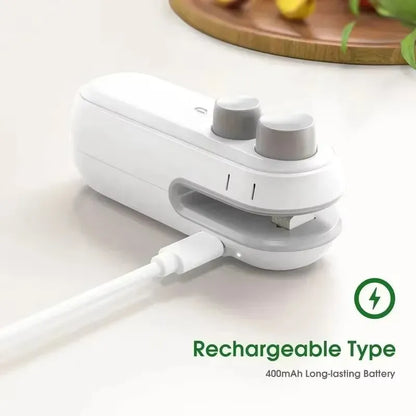 Portable Electric Mini Sealing Machine 2 in 1 USB Rechargeable Magnetic Bag Sealer Heat Seal with Cutter
