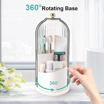 Dust-Proof 360° Luxury Rotating brush Holder | 3-Slot Bathroom Organizer (Premium Quality)