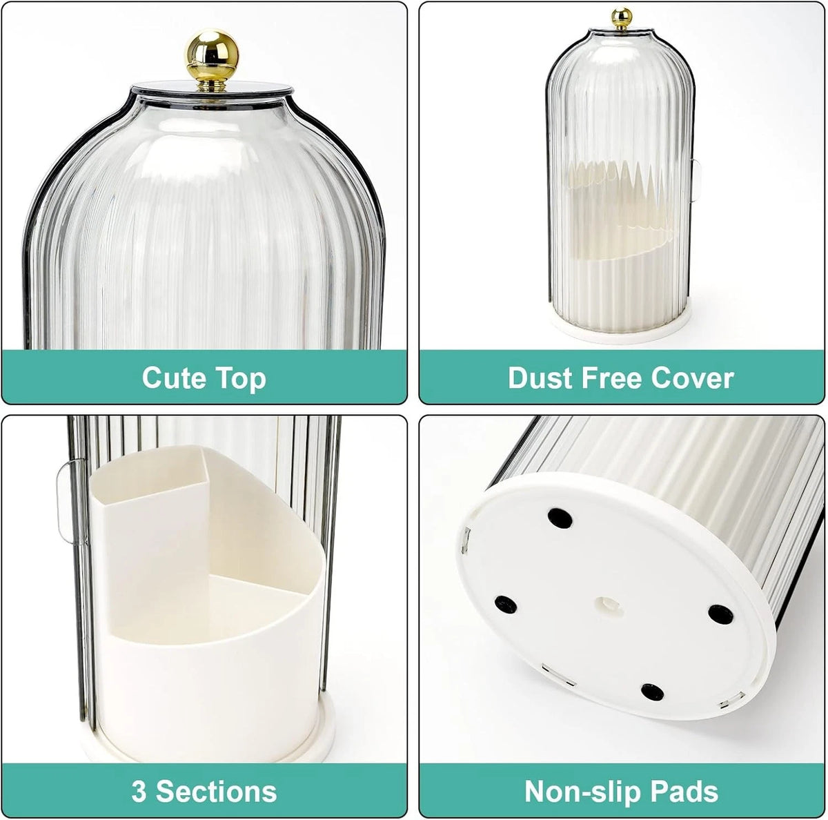 Dust-Proof 360° Luxury Rotating brush Holder | 3-Slot Bathroom Organizer (Premium Quality)
